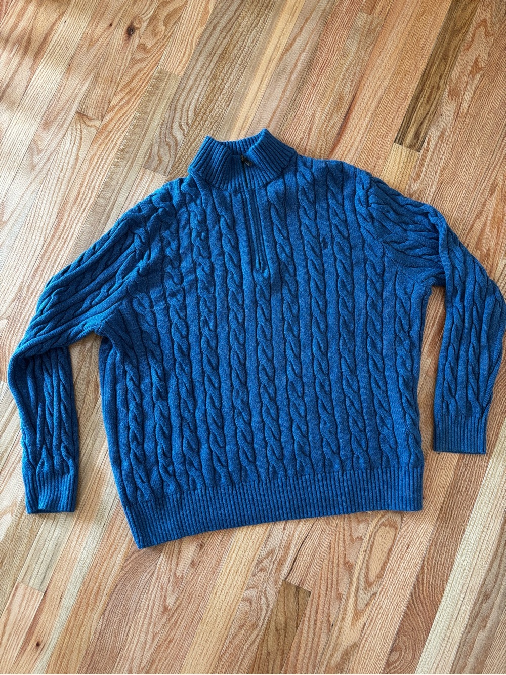 Polo Ralph Lauren Blue Cable Knit Quarter Zip Sweater 2XB Big Tall Preppy